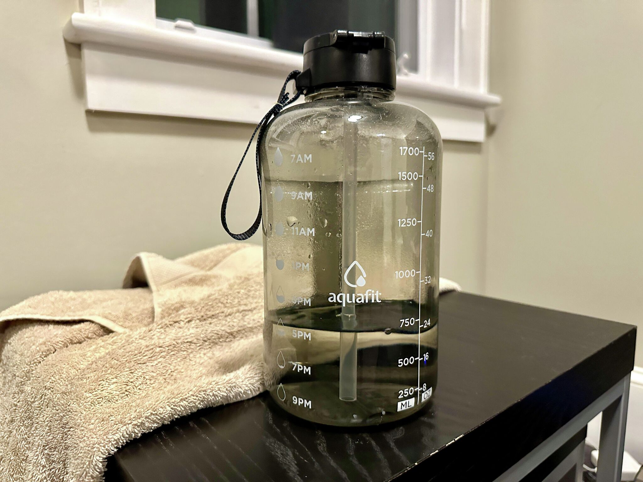 Water bottle on a table